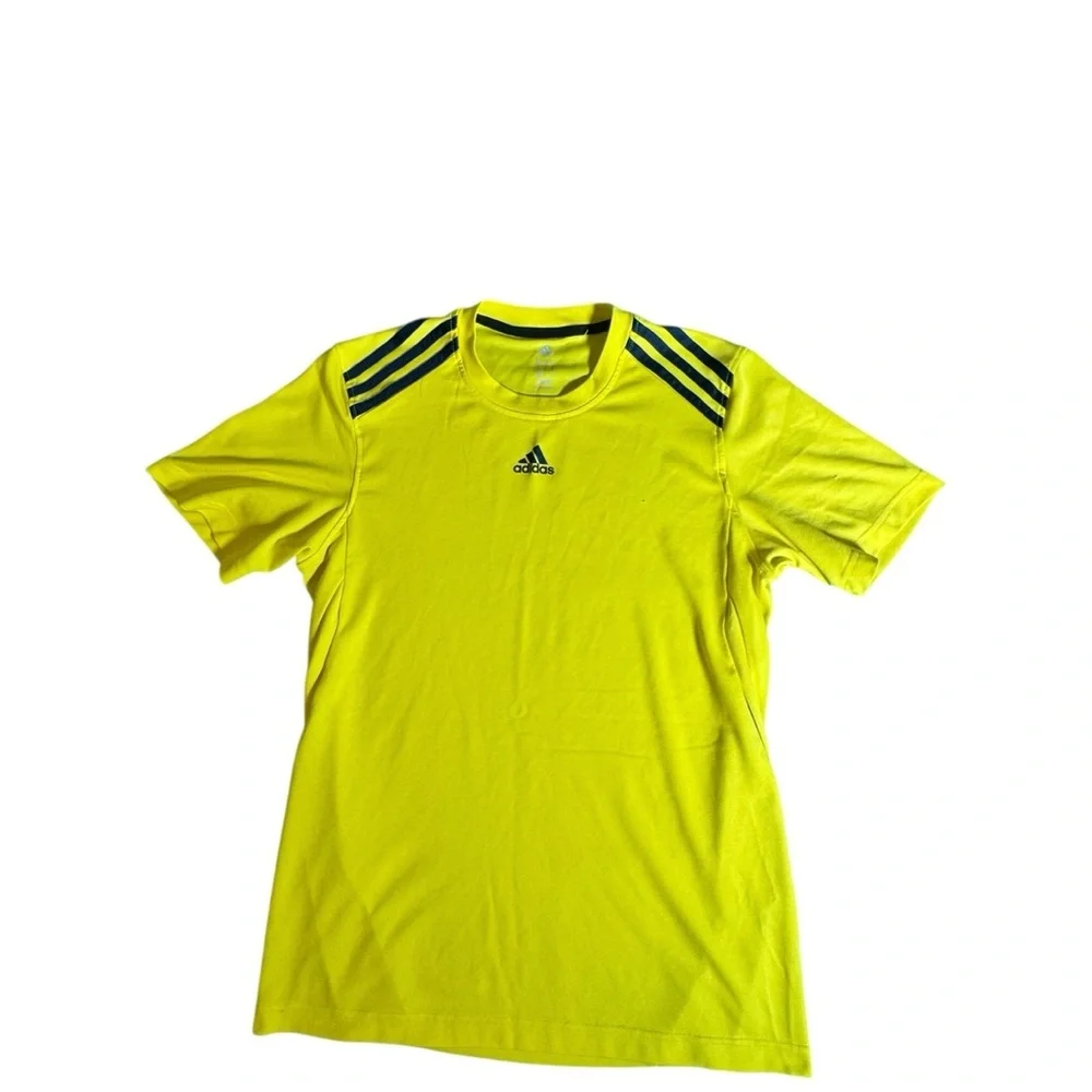Adidas Climalite Shirt Mens Medium Yellow Athletic Tee Soccer Training